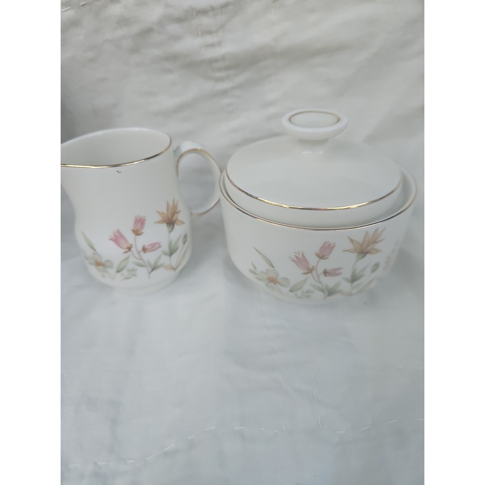 Vintage Zeh Scherzer Bavaria German Porcelain Creamer & Lidded Sugar Bowl Set